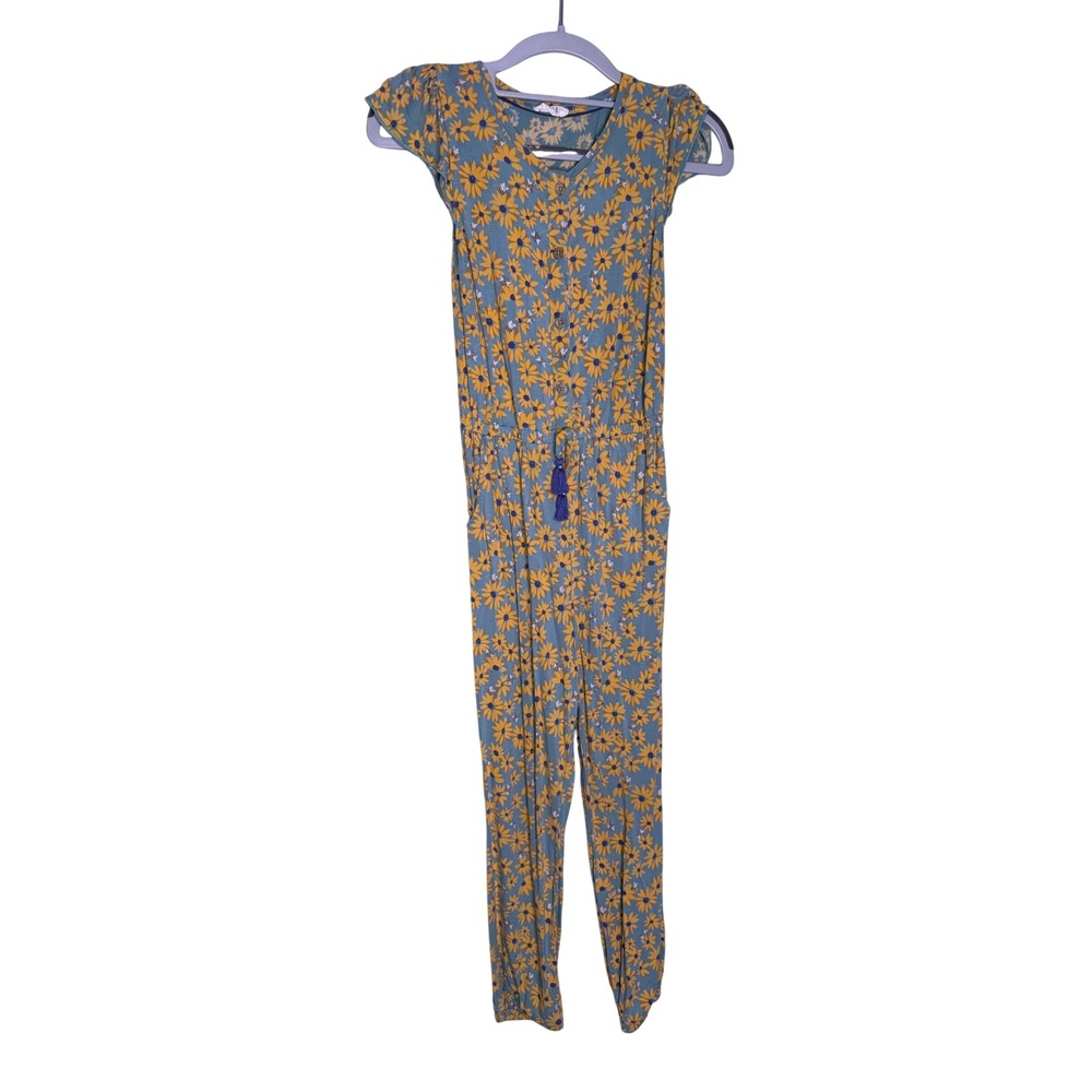 Fat Face green and yellow floral print youth jumpsuit